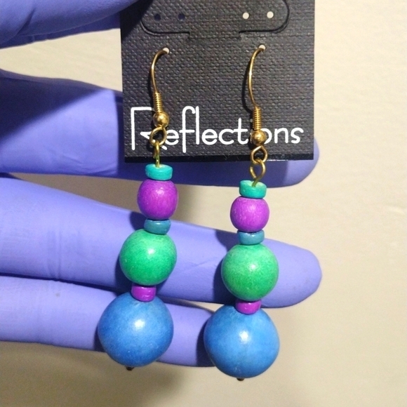 Women's Stunning Gold tone Colorful Various Beads sizes Drop Dangle Earring 2.5" - Picture 1 of 5